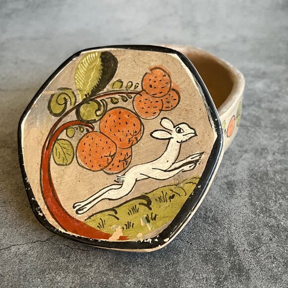 Vintage Hexagon Trinket Box Tonala Signed Galvan Mexico - Picture 4 of 6